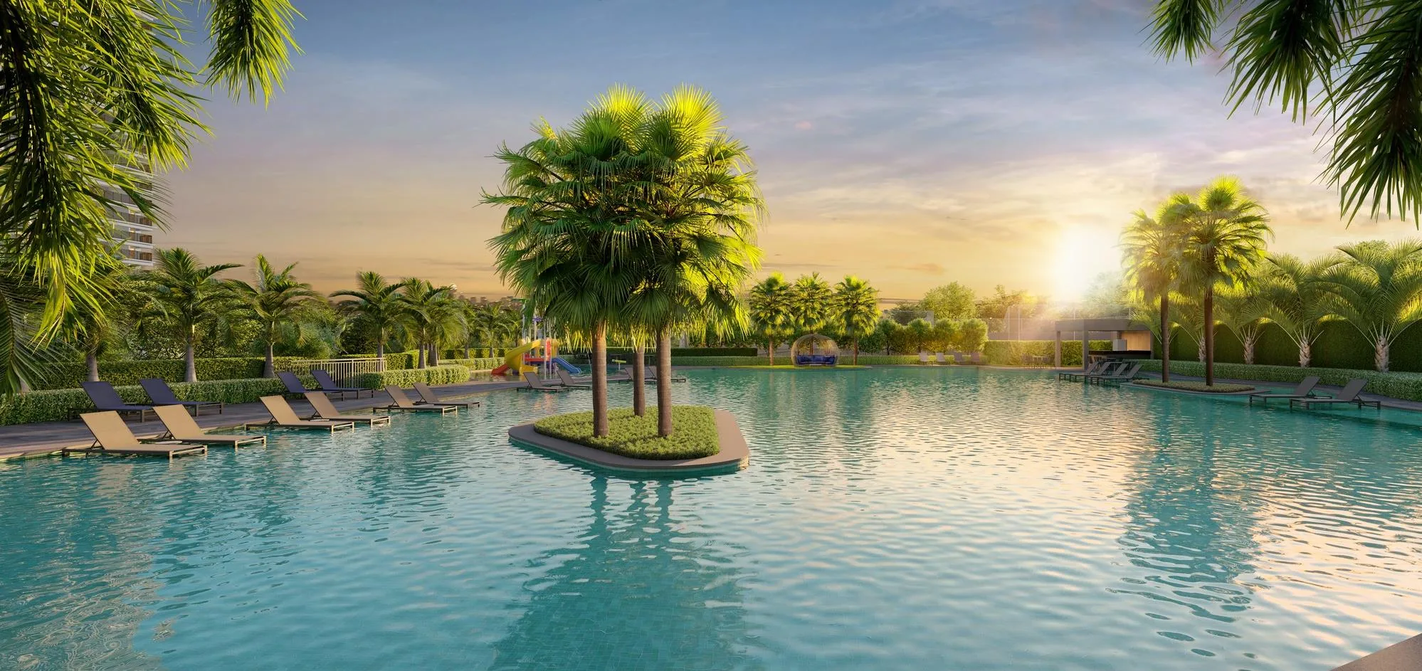 Piscina com raia de 50 m do Alive Home Resort